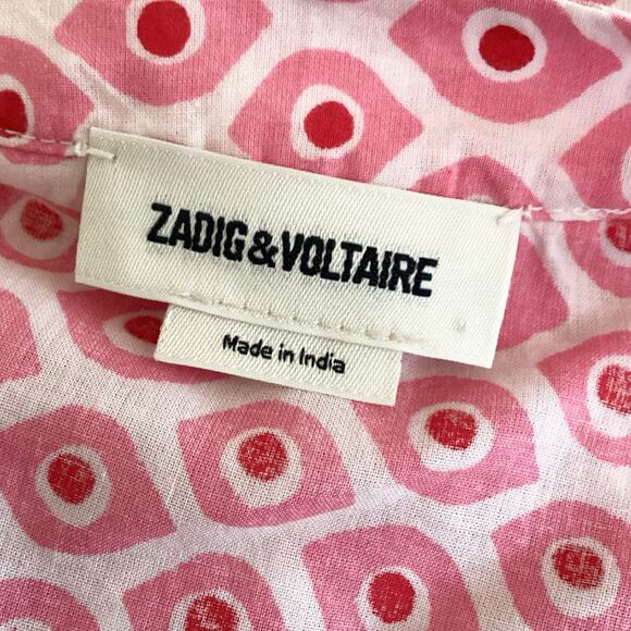 Zadig & Voltaire Rune Debby Cotton Ruffle Evil Eye Print Mini Dress XS - Picture 9 of 12